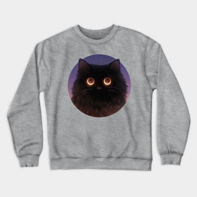 Eclipse Kitty Crewneck Sweatshirt by CosmosKitty